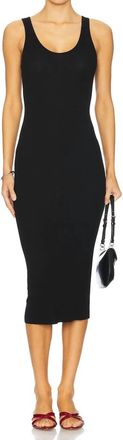 Enza Costa Silk Knit Tank Midi Dress In Black