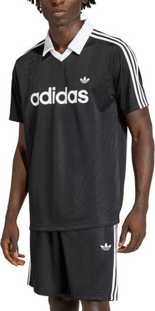 adidas Short Sleeve Stripe Soccer Jersey in Black at Nordstrom, Size Xx-Large
