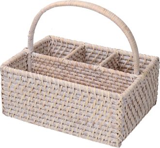 Vacchetti Vacchetti - Cubiertos De Rat&aacute;n Rectangular Blanco Algarve Cm26x20h11/22