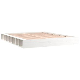 vidaXL Estructura De Cama De Madera Maciza Blanca 160x200 Cm Vidaxl