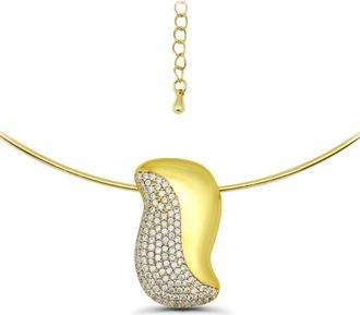 Christian Siriano Pav&eacute; Cubic Zirconia Collar Necklace in Gold at Nordstrom Rack, Size 18