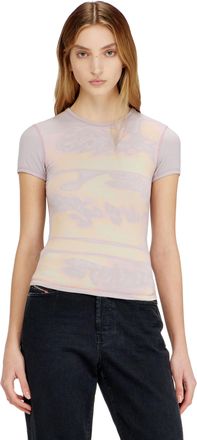 Diesel Slim jersey top with graphic print - Tops - Woman - Violet