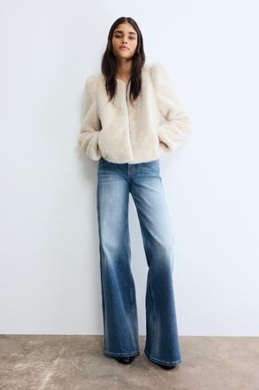 H&M Wide High Jeans in Washed Denim Blue at Nordstrom, Size 20