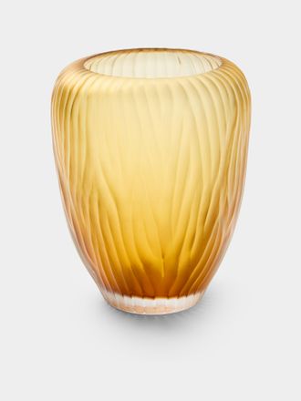 Micheluzzi Glass Goccia Ambra Alghe Hand-Blown Murano Glass Vase (9in/23cm)