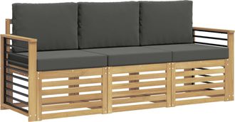 vidaXL Juegos De Sof&aacute;s 3 Uds. Blanco Y Antracita Polyester Vidaxl