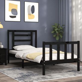 vidaXL Bed Frame without Mattress Black Small Single Solid Wood Pine Vidaxl
