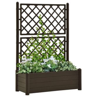 Berkfield Home Garden Planter with Trellis 100x43x142 cm PP Mocha in Black | Size: 100 x 43 x 142 cm