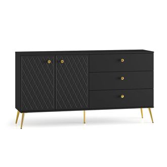 Petits Meubles Buf&eacute; 2 puertas 3 cajones paneles de mdf negro