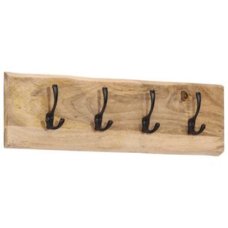 vidaXL Perchero De Pared Con 4 Ganchos Madera Maciza De Mango Vidaxl
