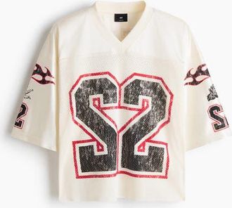 H&M Oversized Fit Printed Mesh T-shirt in White/22 at Nordstrom, Size Xxx-Large