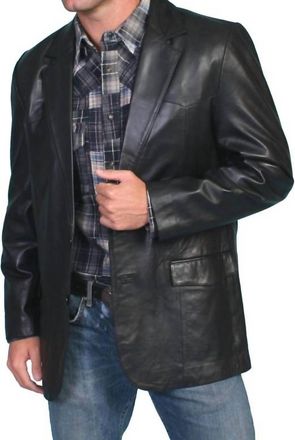 Scully Lambskin Leather Western Blazer In Black