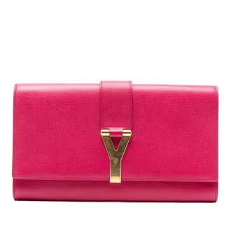 Saint Laurent Pre-owned Saint Laurent Textured Calfskin Chyc Ligne Clutch 265701A.527411