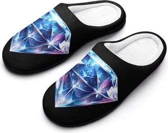 Generic Diamond Universe Symbol Womens Slippers Warm House Slippers Indoor House Shoes with Anti-Skid Rubber Sole