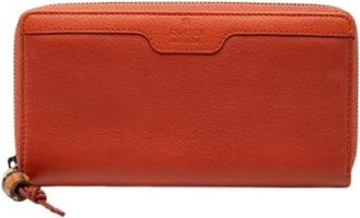 Gucci Pre-owned Wallets, female, Orange, Size: ONE SIZE Pre-owned Zip Around Wallet