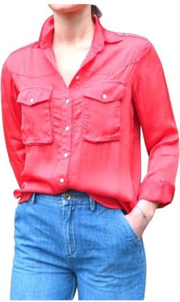 Mason's Satijnen Safari Blouse - Dames - Overhemden - Oranje - S - Satijn - Overhemden