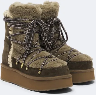 Mou Shearling and suede ankle boots