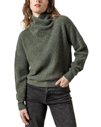 Lilla P Ribbed Wrap Collar Wool-Blend Sweater
