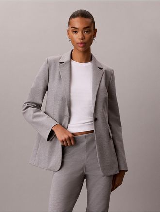 Calvin Klein Womens Ponte Slim Blazer - Grey - 0