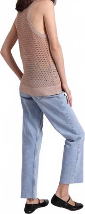 Minnie Rose Plaited Mesh Crew Tak In Camel/white