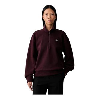 Lacoste Zip-Up Piqu&eacute; Sweatshirt - Dames - Sweatshirts & Hoodies - Rood - Maat: S Piqu&eacute;