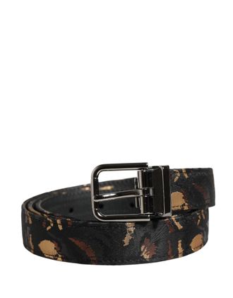 Dolce & Gabbana Womens Multicolor Jacquard Silver Metal Buckle Belt Nylon Calf