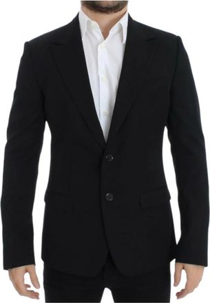 Dolce & Gabbana Zwarte Wol Slim Fit Blazer Jas - Heren - Blazers - Zwart - M - Wol - Jassen