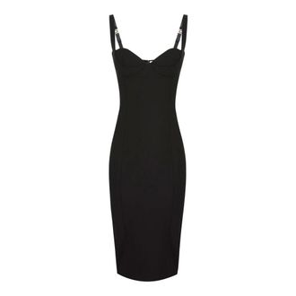Elisabetta Franchi Jurk van technische stof - Dames - Jurken - Zwart - Maat: XL Leer