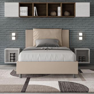 Itamoby Itamoby - Letto una piazza e mezza contenitore imbottito 120x200 similpelle tortora Antea