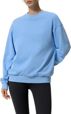 LilySilk SILKERRY Oversized Porchlight Balance Crew Pullover Sweatshirt in Lagoon Blue at Nordstrom, Size X-Small
