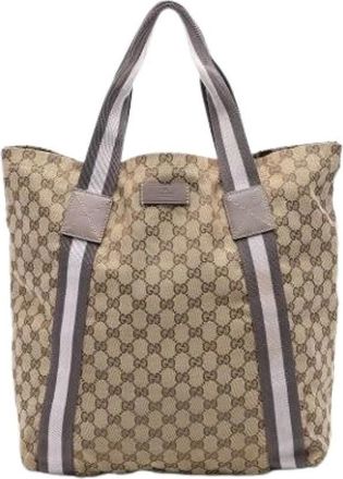 Gucci Pre-owned Tote Bags, female, Beige, Size: ONE SIZE Pre-owned Canvas Tote Bag