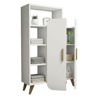 Dmora Aparador Capella, Buf&eacute; De Sal&oacute;n, Aparador De Sal&oacute;n, Despensa De Cocina, 90x32h132 Cm, Blanco, Con Embalaje Reforzado - Dmora