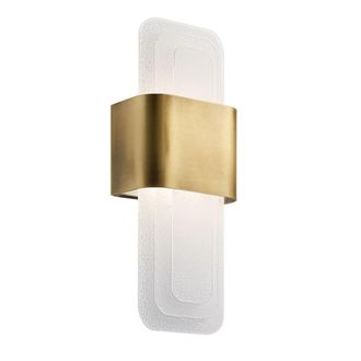 Elstead Lighting L&aacute;mpara de pared LED - Acero, lat&oacute;n natural, vidrio texturizado