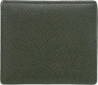 Louis Vuitton Green Taiga Leather Leather Coin Purse/Coin Case (Pre-Owned)