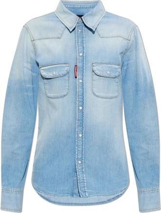 Dsquared2 Denim Shirt - Dames - Spijkeroverhemden - Blauw - S - Denim - Overhemden