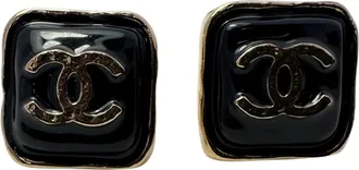 Chanel Chanel CC oorknopjes in zwarte hars