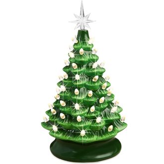 Best Choice Products Ceramic Christmas Tree, Pre-lit Hand-Painted Tabletop Holiday Tree