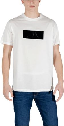 A|X Armani Exchange Tops, Heren, Wit, L, Katoen, Korte Mouw T-shirt Lente/Zomer Collectie