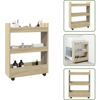 vidaXL The Living Store Carrello Stretto a 3 Livelli Rovere Sonoma in Truciolato - Carrello stretto