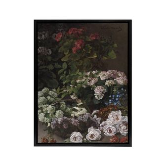 Artery8 Spring Flowers Floral Still Life Monet Vintage Framed Canvas Wall Art | Size: W24 x H32