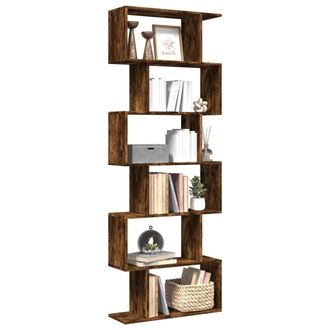 Berkfield Home Room Divider Bookcase 6-Tier Smoked Oak 70x24x193 cm Engineered Wood in Brown | Size: 70 x 24 x 193 cm