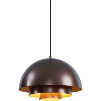QAZQA Scandinavian Pendant Lamp Dark Bronze with Gold Interior - Loes