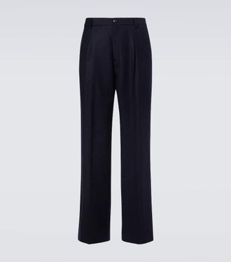 Dries Van Noten Wool flannel wide-leg pants