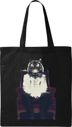 Generic Tiger Leader Of The Wild Tuxedo Natural Ecological Cotton Tote Bag Black