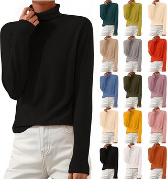 Generic Womens Jumpers Polo Neck Long Sleeve Sweaters Plain Cosy Turtleneck Jumper Fall Winter Thermal Base Layer Tops
