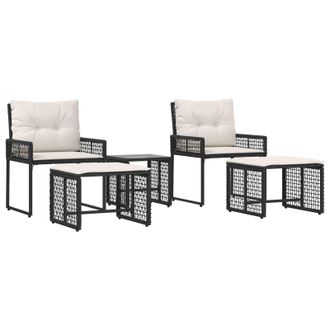 vidaXL Juego De Muebles De Exterior Con Coj&iacute;n 5 Pcs Negro Y Vidaxl