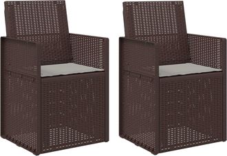 vidaXL Sillas De Comedor De Jard&iacute;n 2 Uds. Marr&oacute;n Y Gris Claro Pp Vidaxl