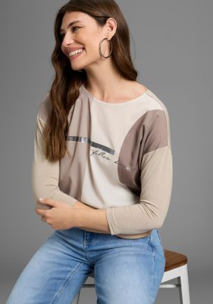 Laura Scott Shirtbluse im Materialmix mit Folienprint - NEUE FARBEN
