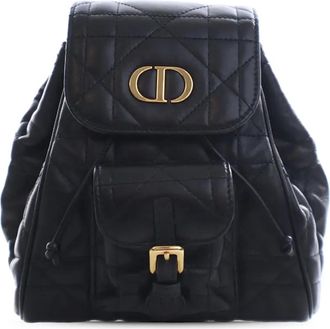 Dior Zaino Caro piccolo in pelle di agnello con motivo Macrocannage 2024 - Nero