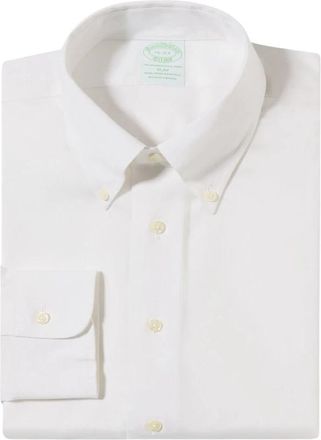 Brooks Brothers Stretch Supima Katoen Strijkvrij Pinpoint Oxford Button-Down Overhemd - Heren - Zakelijke Overhemden - Wit - XS - Katoen - Overhemden
