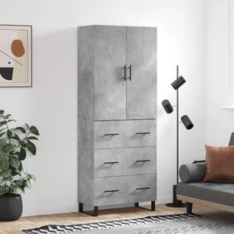 vidaXL Vidaxl - Aparador Alto Madera Contrachapada Gris Hormig&oacute;n 69,5x34x180 Cm
